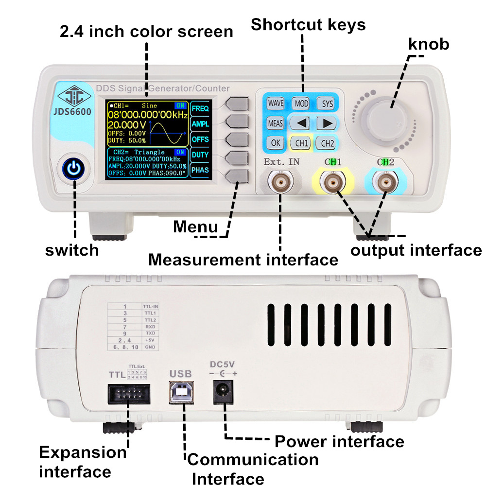 JDS6600 15/30/40/50/60 ميجا هر - مراجعة Dual Channel Arbitrary Waveform Function Generator 60Mhz وسعره